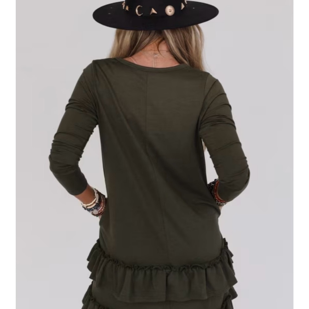 CONSTANCE RUFFLE HEM LONG SLEEVE DRESS - Picture 3 of 3